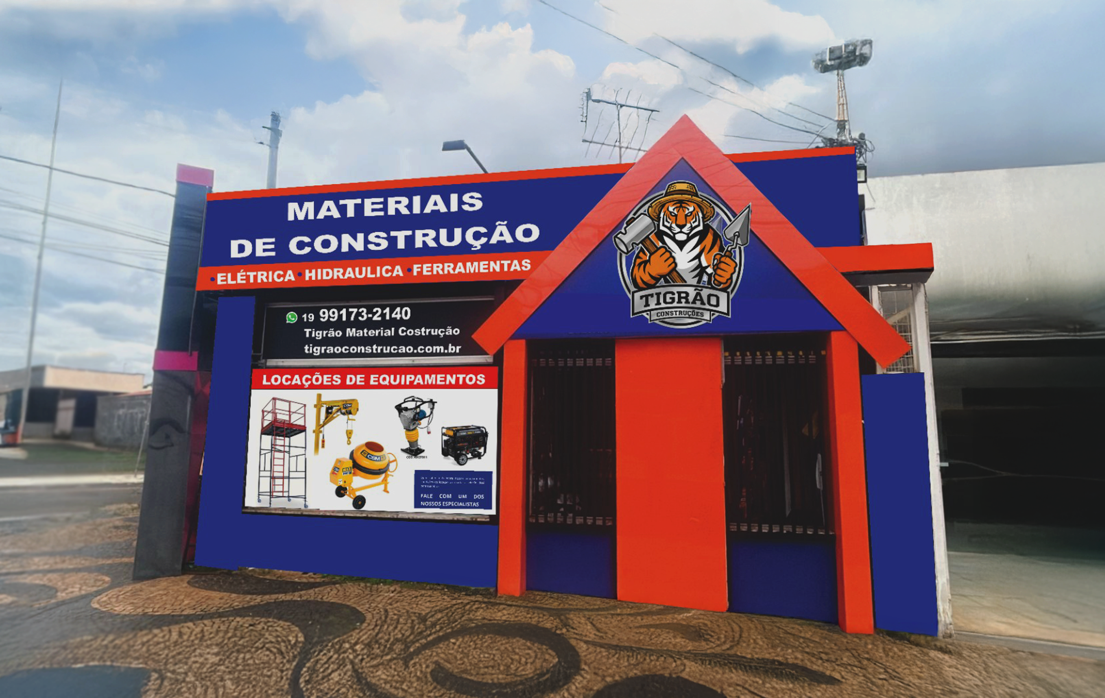 Equipe e equipamentos da Tigrão Construções